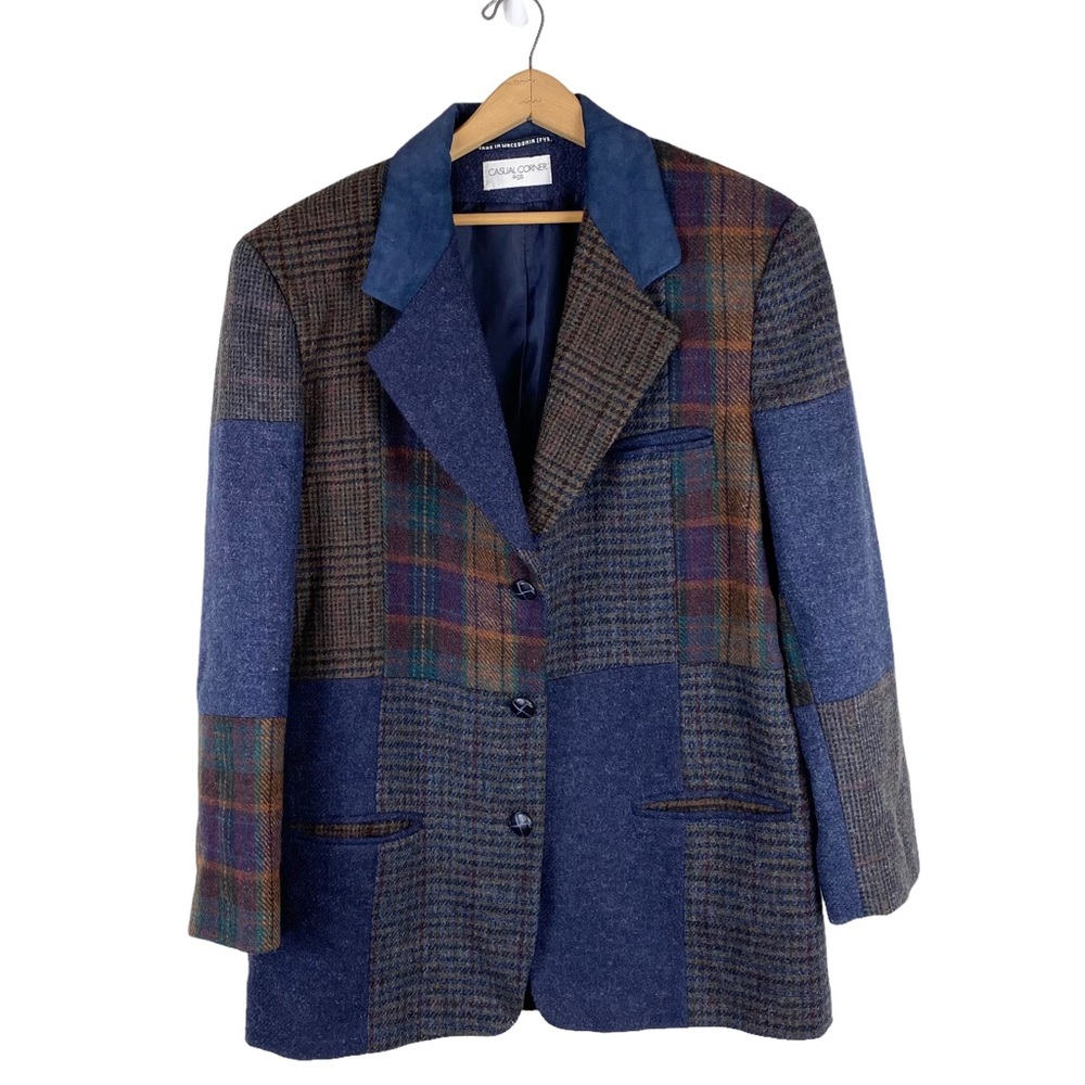 Vintage Casual Corner Patchwork Tweed Blazer Jacket